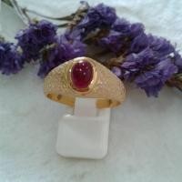 ราคา แหวนเงินแท้หุ้มทอง หัวพลอยทับทิมแท้ (305884444)