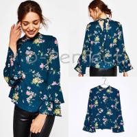 ราคา BERSHKA Blouse with ruffled sleeves เสื้อลายดอก เนื้อผ้าชีฟอง ผ้าไม่ยืด ปลายแขนเป็นแบบระบาย มีเชือกผูกด้านหลัง ใส่สวย (2169964585)