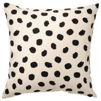 ราคา [IKEAแท้ ถามก่อนสั่ง] ODDNY ออดด์นี ปลอกหมอนอิง, ออฟไวท์/ลายจุด ดำ, 50x50 ซม. (26218744824)
