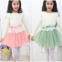ราคา ชุดราตรีเด็ก เดรสเด็กออกงาน ลูกไม้สีครีม กระโปรงสีชมพู และสีเขียว Taladyai ส่งจากไทยได้ของเร็ว (3147154916)