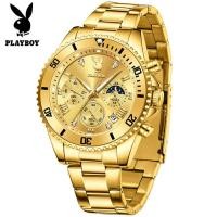 ราคา ❤ PLAYBOY นาฬิกา ผู้ชาย กัน น้ำ 100% ต้นฉบับ โครโนกราฟ ขอบหน้าปัดสำหรับการดำน้ำ ปฏิทิน เรืองแสง (42413685618)