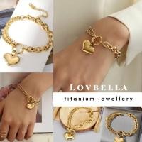 ราคา GOLD GOLD GOLD GOLD GOLDEN HEART CHARM BRACELET TITANIUM STEEL JEWELLERY GELANG TANGAN ANTI KARAT (51959547333)