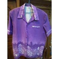ราคา เสื้อเชิ้ตลายดอกสีม่วงขนาดXL#เสื้อเชิ้ต (18183075617)