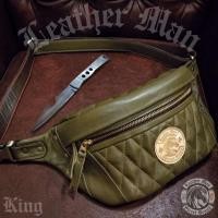 ราคา กระเป๋าคาดเอว (มือ1) LeatherMan หนังแท้ รุ่น King สีเขียวขี้ม้า (24987742556)