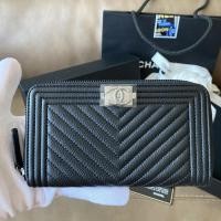 ราคา New Chanel Boy Chevron Caviar Medium Zippy Wallet RHW Holo29 (9861463926)