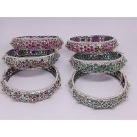 ราคา กำไลเงิน กำไลดอกไม้ล้อมพลอยนพเก้า พลอยหลากสี พร้อมส่ง (24488985732)