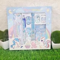 ราคา ชุดเครื่องเขียน Unicorn Blue 8in1 Pencil Set Unicorn Blue Pencil Case (40805722636)