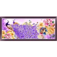 ราคา ภาพครอสติสคริสตัล รูปนกยูงคู่สีม่วง และดอกโบตั๋น (1542975887)