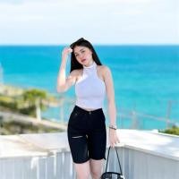 ราคา กางเกงยีนส์สามส่วนเอวสูงเนื้อผ้ายืดนิ่มดีเทลขาดแบบสวยๆ (7747357816)