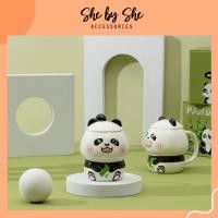 ราคา มีเอกลักษณ์ ถ้วยเซรามิกหมีแพนด้าพร้อมฝาปิดและช้อน Shebyshe สําหรับน้ําดื่ม ชา กาแฟ เป็นของขวัญสําหรับเพื่อน (43813531646)