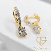 ราคา 65Carat - ต่างหูhoop ห้อยจี้เพชรประกบทรงเอมเมอรัล เพชรรวม 52ตัง น้ำ100 รหัสEA650010 (6292550793)