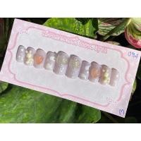 ราคา สีม่วงหวานๆ ทรงยาวกลาง เล็บปลอมพร้อมติด แถมฟรีกาว-ตะไบ (22878250488)