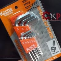 ราคา KOCHE กุญแจหกเหลี่ยมชุดสั้นไม่บอล ชุดหุน 9 ตัวชุด ขนาด 1/16 นิ้ว - 3/8 นิ้ว หรือ ชุดมิล 1.5-10mm. (17009629597)