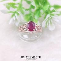 ราคา C6421 แหวนพลอยทับทิมแท้ ( Natural Ruby ) ประเทศโมซัมบิก ตัวเรือนเงินแท้925 ชุบพิงค์โกลด์ ไซส์57 แก้ไซส์ฟรี (24714965405)
