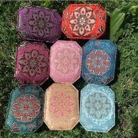 ราคา กล่องเครื่องประดับผ้าแปดเหลี่ยมลายดอกไม้วินเทจปักกล่องเก็บสําหรับแหวนต่างหูสร้อยคอ (48910294512)
