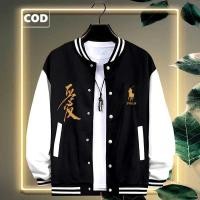 ราคา Varsity Baseball Bomber Jacket Button POLO LOGO RILEX KIRKA Text GOLD Origin Premium Mens Baseball Jacket - Varsity Jacket (49408846617)