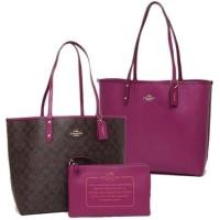 ราคา #ส่งฟรี EMS‼️ ของแท้ % COACH F36658 REVERSIBLE CITY TOTE IN SIGNATURE (IM/Brown/Fuchsia) (1139850815)