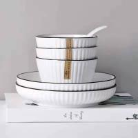 ราคา  Tableware ชุดจานชามเซรามิค จานชามเซรามิคญี่ปุ่น ชุดจานชาม เซรามิค สวยงาม 4ชิ้น/ชุด (14064467036)