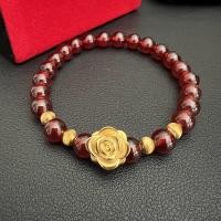 ราคา ข้อมือโกเมน (Garnet) เกรด A แต่งชุดชาร์มทองคำแท้ 99.9 (กุหลาบและเม็ดทอง) (10275169850)