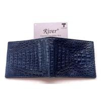ราคา River กระเป๋าสตางค์หนังจระเข้แท้ สีกรมท่า ส่วนหัว ฟรีพวงกุญแจหางจระเข้ (41009027053)