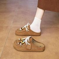 ราคา รองเท้าแตะครึ่งบูกัน Baotou สไตล์เรโทร casual เพิ่มความสูงด้วยพื้น Kangaroo สำหรับผู้หญิง (54658748205)