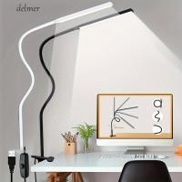 ราคา DELMER โคมไฟตั้งโต๊ะ LED Clip-on, โคมไฟตั้งโต๊ะ LED ปรับได้แบบยืดหยุ่น, อุปกรณ์นักเรียนพร้อมแคลมป์ 360°ไฟอ่านหนังสือขับเคลื่อน USB แบบพับได้ Eye-Caring (42381124834)