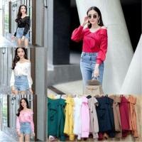 ราคา เสื้อเปิดไหล่สายเดี่ยวระบายอกแขนยาว (1323376055)