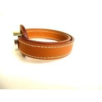 ราคา Authentic HERMES Serie Palladium Plated Brown Leather Bracelet #9468 Pre-owned (29926198102)