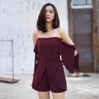ราคา จั้มสูทเกาะอกสีแดงเรียบหรู (1827779298)