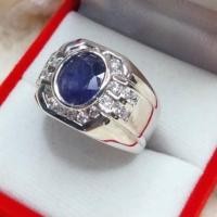 ราคา แหวนไพลิน 4.5 กะรัต Blue Sapphire แหวนไพลินผู้ชาย (25490081530)