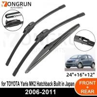 ราคา 3PCS รถ Wiper สําหรับ TOYOTA Yaris MK2 Hatchback ในตัวญี่ปุ่น 2006-2011 ด้านหน้าด้านหลังกระจกกระจกใบปัดน้ําฝนยาง (45159398428)