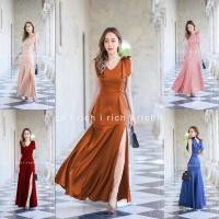 ราคา เดรสออกงาน ดูหรู ชุดราตรี ใส่งานพิธี ใส่ไปงานเลี้ยง งานแต่ง เพื่อนเจ้าสาว สวยมาก สีแดง สีครีม สีชมพู สีกรม สีส้มอิฐ (26058132024)