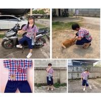 ราคา ชุดผ้าฝ้ายลายผ้าขาวม้าของเด็ก ใส่ได้ทั้งเด็กชายและเด็กหญิงชุดผ้าฝ้ายเด็ก มีเเบบชุดกางเกง เนื้อผ้านุ่ม ใส่สบาย (29264160081)