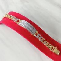ราคา สร้อยข้อมือแฟชั่นผู้หญิงและผู้ชาย เพชร CZ ฝังแบบจิกไข่ปลาสายเลสมีเพชร น้ำหนัก 3 บาท ชุบทองไมครอนหน้าทองคำขาว (8789630602)