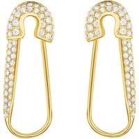 ราคา CZ Safety Pin กระดูกอ่อนเงินสเตอร์ลิง Hoop ต่างหูผู้หญิง Dainty Cubic Zirconia Dangle Drop Hypoallergenic Stud โพสต์คริสตัล Huggie แฟชั่น Hoops เครื่องประดับ 20 มม.Gold-Tone (44610053185)