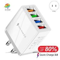 ราคา 4 USB Fast Charging Adapter,พร้อมเครื่องชาร์จไฟ LED 5V3A Charger Type-C QC3.0 Adapter (ปลั๊ก US) (50008775104)