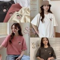 ราคา SOเสื้อยืดลายปักลูกพีช you're a peach (0060) (5036224293)