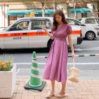 ราคา [2286] เดรสยาวลายดอกไม้สีชมพูอมม่วง (6315853442)