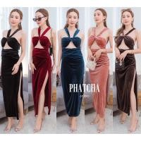 ราคา ชุดเดรสสายเดี่ยวกำมะหยี่แหวกกลางอก ช่วงอกเสริมฟองน้ำแหวกด้านข้างสูงเซ็กซี่สุดๆ ด้านหลังออกมาแบบเว้าลึก (18267198107)