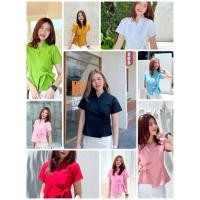 ราคา เสื้อผ้าฝ้ายผ้าไทยแบบป้ายหน้า ผูกโบว์ด้านข้าง (11105327838)