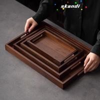 ราคา สกดี ถาดไม้ไม้ไผ่สี่เหลี่ยมผืนผ้าพร้อมที่จับถาดเก็บอาหารตกแต่งถาดสีขนมพาเลทโต๊ะกาแฟ (57308851317)
