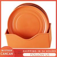 ราคา Cancanshop Cancanshop Pssopp 8 ชิ้นตื้นชุดจานอาหารค่ำกลมน้ำหนักเบาและประหยัดพื้นที่แผ่นพลาสติกพร้อมฐานจัดเก็บสำหรับขนมในครัว (สีส้ม) (56310693366)