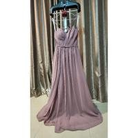 ราคา ชุดราตรีสีชมพู งานป้ายมือสอง ผ้าชีฟอง เรียบหรู size M (28815790547)
