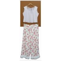 ราคา 279บ. ชุดเซ็ท set ไซส์ใหญ่ XL - 2XL มือ 1 ป้ายห้อย อก 44-52 เสื้อแขนกุด สีขาว กางเกงขายาว ลายดอก สีขมพู ลูกไม้ (16794583360)