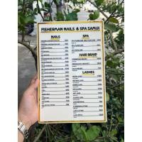 ราคา ป้ายเมนู ขนาด A4 (เลือกสี,แจ้งข้อความในแชท) สวยหรู สำหรับตกแต่งร้านกาแฟ ร้านทำเล็บและร้านต่างๆ โดนน้ำได้ไม่ลอกไม่ซีด (41861804012)