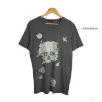 ราคา A010 Jacks.jones Premium เสื้อยืดคอกลมแขนสั้น สีเทา สกรีนลายหัวกะโหลกและกุหลาบ เสื้อผ้ามือสอง (29669651644)