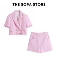 ราคา ✨พร้อมส่ง กางเกง S M✨ เสื้อสูทครอบสีชมพู งานผ้าทวีต เข้าเซ็ตกางเกงขาสั้น ชุดทำงานผู้หญิง สูทผู้หญิง ชุดสูทขาสั้น (12115395991)