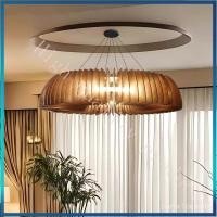 ราคา New Chinese Style Pendant Light Wabi-Sabi Japanese Post-Modern Round Lamp Wooden Art Simple Personality Cozy Pendant Lig (57053403408)