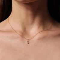 ราคา จี้ตัวอักษรภาษาอังกฤษสแตนเลสพร้อมเพชรสวารอฟสกี้ ชุบทอง 14K และโซ่สร้อยคออิตาลีแบบสั้น (58158661288)