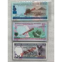 ราคา ธนบัตรตัวอย่างของประเทศรวันดา ชนิด100-1000 ยกชุด3ใบ ปี1989-1998 UNC (19382449336)